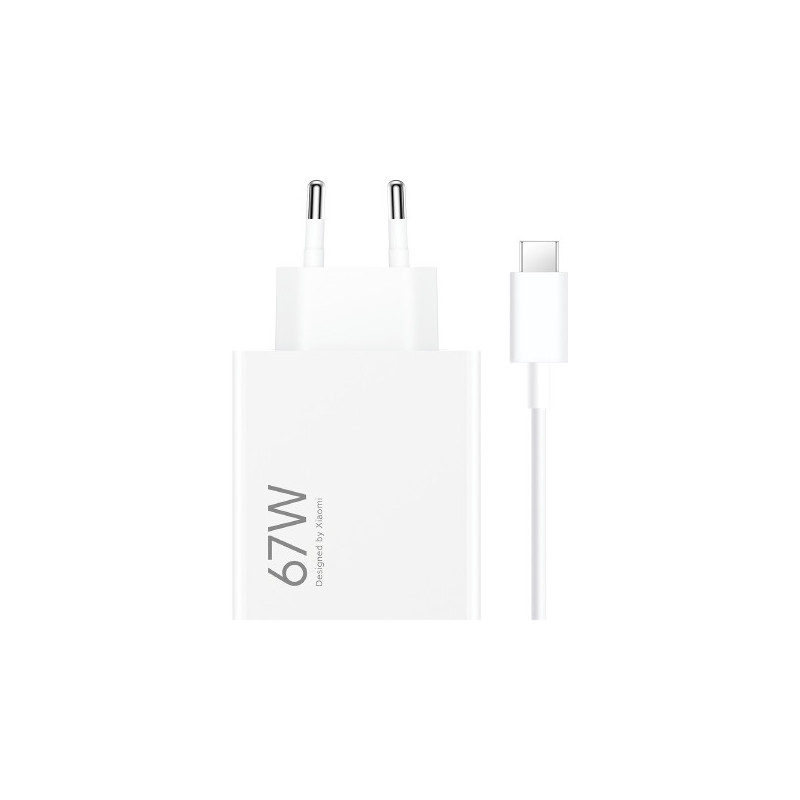 Cargador xiaomi hypercharge combo tipo a 67w con cable usb c color blanco