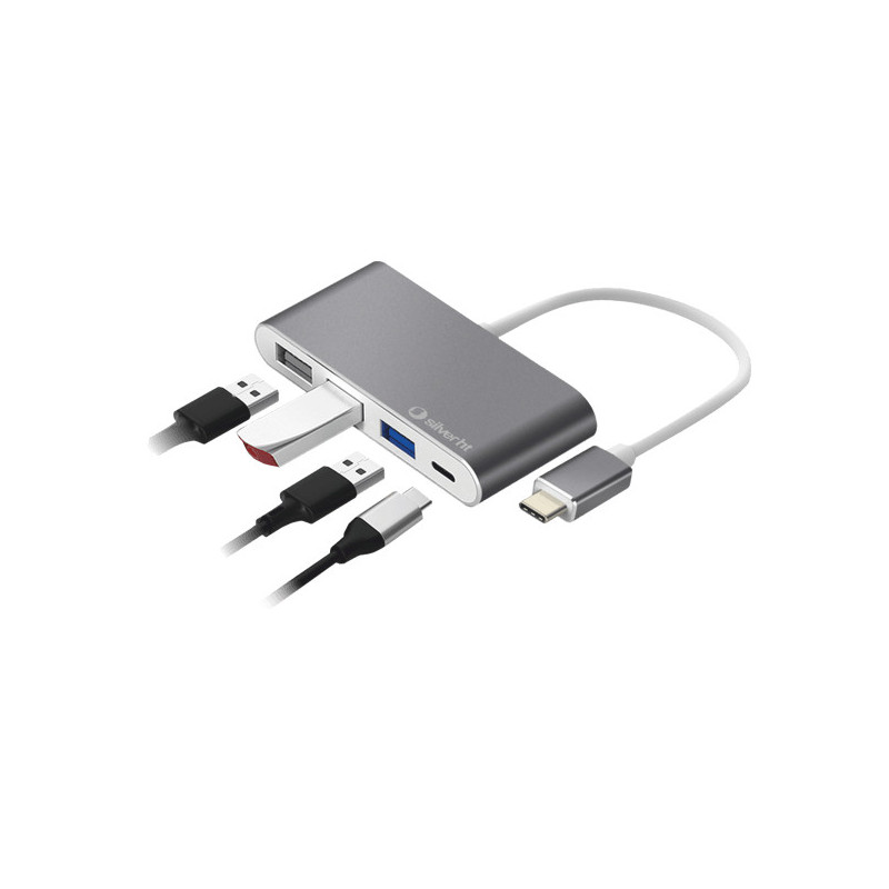SilverHT 112001140199 hub di interfaccia USB 3.2 Gen 1 (3.1 Gen 1) Type-C Grigio SilverHT 112001140199 hub di interfaccia USB 3.2 Gen 1 (3.1 Gen 1) Type-C Grigio