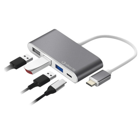 SilverHT 112001140199 hub di interfaccia USB 3.2 Gen 1 (3.1 Gen 1) Type-C Grigio