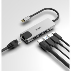 D-Link DUB-M520 replicatore di porte e docking station per laptop Cablato Thunderbolt 3 Alluminio