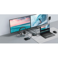 HYPER HD583-GL replicatore di porte e docking station per laptop USB 3.2 Gen 1 (3.1 Gen 1) Type-C Nero