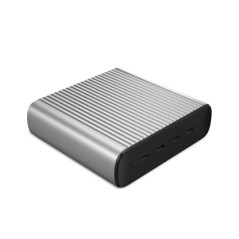 HYPER 245W GaN Desktop Charger Computer portatile, Smartphone, Tablet Nero, Argento AC, Batteria Ricarica rapida Interno