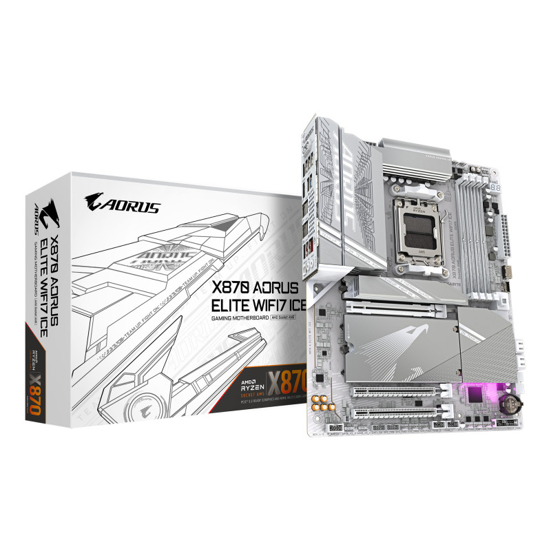 GIGABYTE X870 AORUS ELITE WIFI7 ICE Scheda Madre - Supporta CPU AMD Ryzen 9000, 16+2+2 fasi VRM digitale, fino a 8200MHz DDR5 GIGABYTE X870 AORUS ELITE WIFI7 ICE Scheda Madre - Supporta CPU AMD Ryzen 9000, 16+2+2 fasi VRM digitale, fino a 8200MHz DDR5