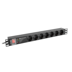 Lanberg PDU-PRO-07F-0200-BK unità di distribuzione dell'energia (PDU) 6 presa(e) AC 1U Nero