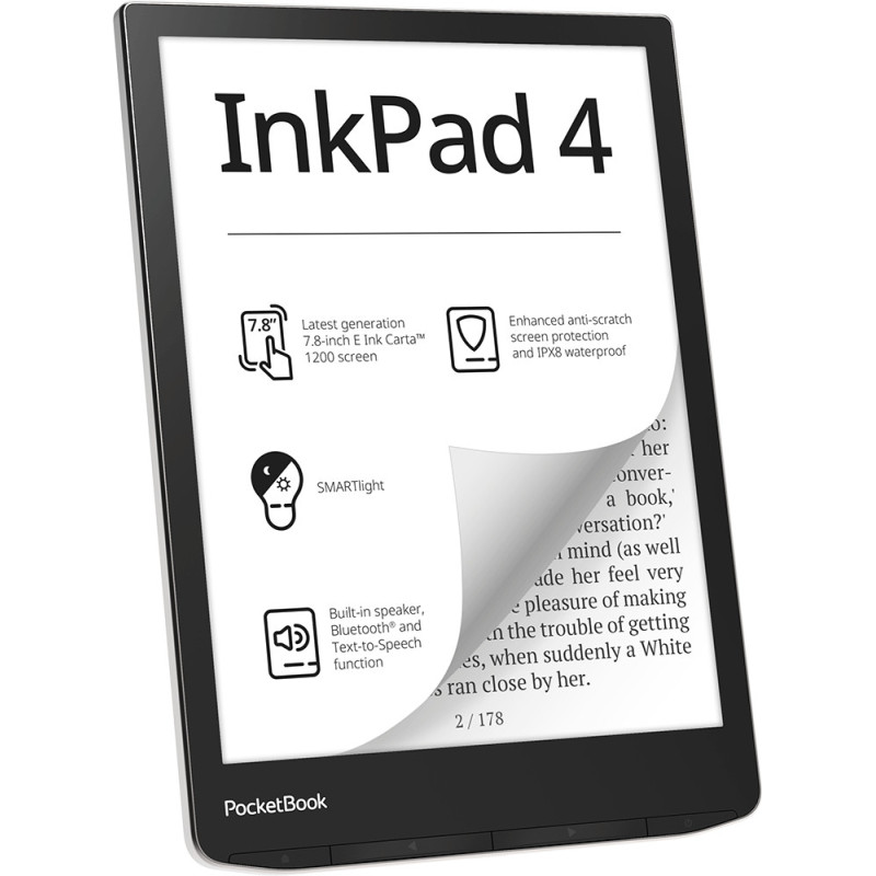 PocketBook InkPad 4 lettore e-book Touch screen 32 GB Wi-Fi Nero, Argento PocketBook InkPad 4 lettore e-book Touch screen 32 GB Wi-Fi Nero, Argento