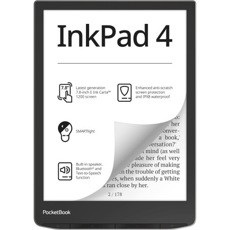 PocketBook InkPad 4 lettore e-book Touch screen 32 GB Wi-Fi Nero, Argento