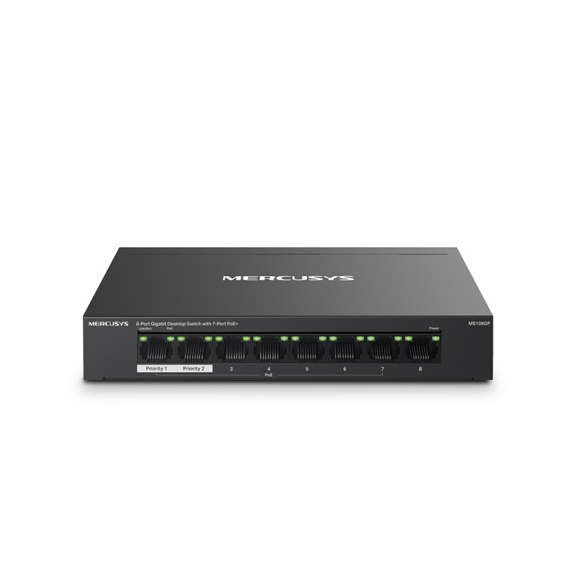 Mercusys MS108GP switch di rete Gestito Gigabit Ethernet (10/100/1000) Supporto Power over Ethernet (PoE) Nero Mercusys MS108GP switch di rete Gestito Gigabit Ethernet (10/100/1000) Supporto Power over Ethernet (PoE) Nero