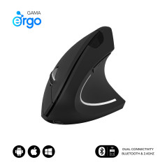 SUBBLIM RATON OPTICO DUAL GLIDE VERTICAL ERGO DUAL BATERIA NEGRO mouse Universale Mano destra Bluetooth + USB Type-A Ottico