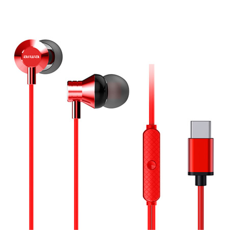 Aiwa ESTM-50USB-C Auricolare Cablato In-ear Musica e Chiamate USB tipo-C Rosso