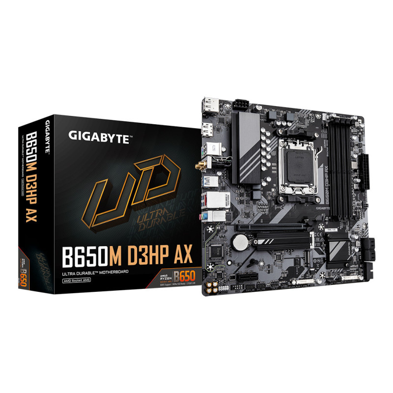 GIGABYTE B650M D3HP AX Scheda madre - AMD Ryzen serie 9000, VRM a 5+2+2 fasi, fino a 8000 MHz DDR5 (OC), 2xPCIe 4.0 M.2, WIFI GIGABYTE B650M D3HP AX Scheda madre - AMD Ryzen serie 9000, VRM a 5+2+2 fasi, fino a 8000 MHz DDR5 (OC), 2xPCIe 4.0 M.2, WIFI