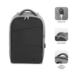 SUBBLIM MOCHILA SECURE V2 AP ANTIROBO 16'' GRIS 40,6 cm (16") Zaino Nero, Grigio