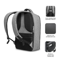 SUBBLIM MOCHILA SECURE V2 AP ANTIROBO 16'' GRIS 40,6 cm (16") Zaino Nero, Grigio