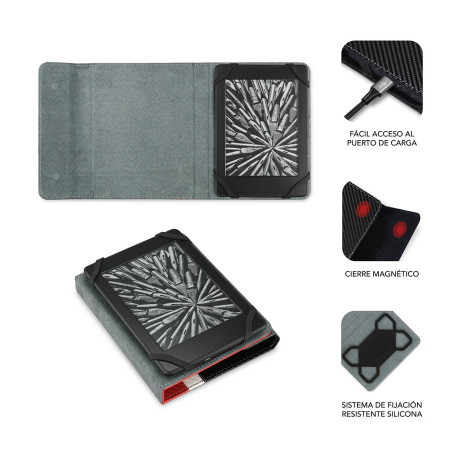 SUBBLIM SUB-CUE-1EC002 custodia per e-book reader 15,2 cm (6") Custodia a libro Nero, Rosso, Bianco