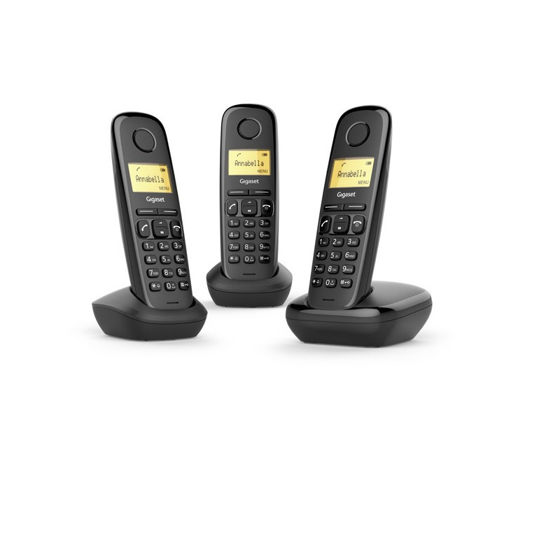 Telefono fijo inalambrico gigaset a170 trio negro 50 numeros agenda -  10 tonos