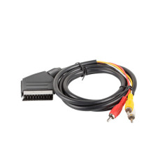 Lanberg CA-EURC-10CC-0018-BK Cavo SCART 1,8 m SCART (21-pin) 3 x RCA Nero