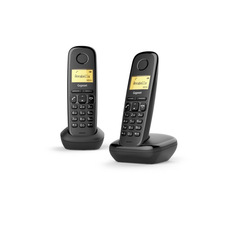 Telefono fijo inalambrico gigaset a170 duo negro 50 numeros agenda -  10 tonos