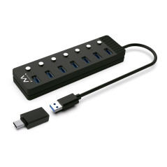 Ewent EW1147 hub di interfaccia USB 3.2 Gen 1 (3.1 Gen 1) Type-A 5000 Mbit s Nero