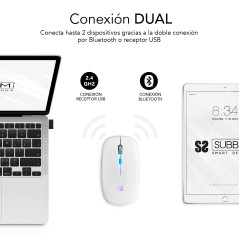 SUBBLIM SUBMO-LDFLAT2 mouse Ufficio Ambidestro RF Wireless + Bluetooth + USB Type-A Ottico 1600 DPI