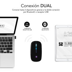 SUBBLIM SUBMO-LDFLAT1 mouse Ufficio Ambidestro RF Wireless + Bluetooth + USB Type-A Ottico 1600 DPI