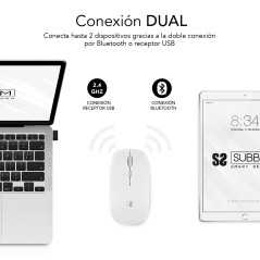 SUBBLIM SUBMO-DFLAT21 mouse Ufficio Ambidestro RF Wireless + Bluetooth + USB Type-A Ottico 1600 DPI