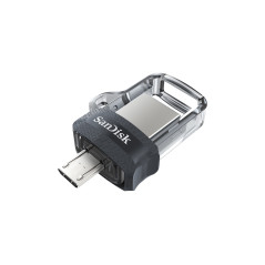 SanDisk Ultra Dual m3.0 unità flash USB 64 GB USB Type-A   Micro-USB 3.2 Gen 1 (3.1 Gen 1) Nero, Argento, Trasparente