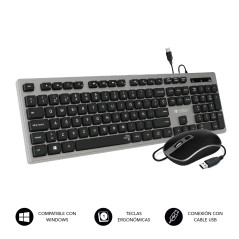 SUBBLIM SUBKBC-CEKE50 tastiera Mouse incluso Universale USB QWERTY Spagnolo Nero, Grigio