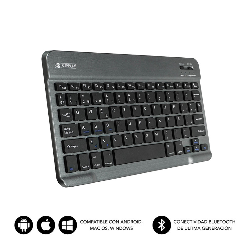SUBBLIM TECLADO SMART BLUETOOTH GREY QWERTY Spagnolo Nero, Grigio SUBBLIM TECLADO SMART BLUETOOTH GREY QWERTY Spagnolo Nero, Grigio