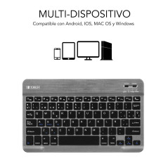 SUBBLIM TECLADO SMART BLUETOOTH GREY QWERTY Spagnolo Nero, Grigio