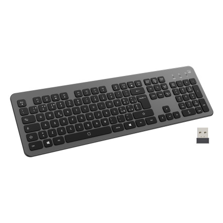 Ewent EW3296 tastiera Universale Wireless a RF + USB QWERTY Spagnolo Nero, Grigio
