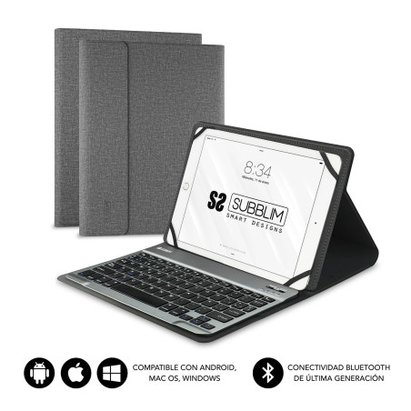 SUBBLIM SUB-KT2-BT0002 tastiera per dispositivo mobile QWERTY Spagnolo Bluetooth Grigio