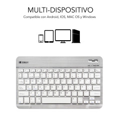 SUBBLIM TECLADO SMART BLUETOOTH SILVER QWERTY Spagnolo Argento, Bianco