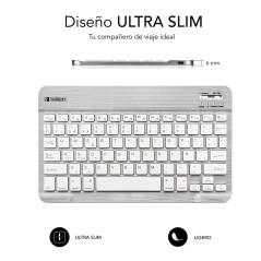 SUBBLIM TECLADO SMART BLUETOOTH SILVER QWERTY Spagnolo Argento, Bianco