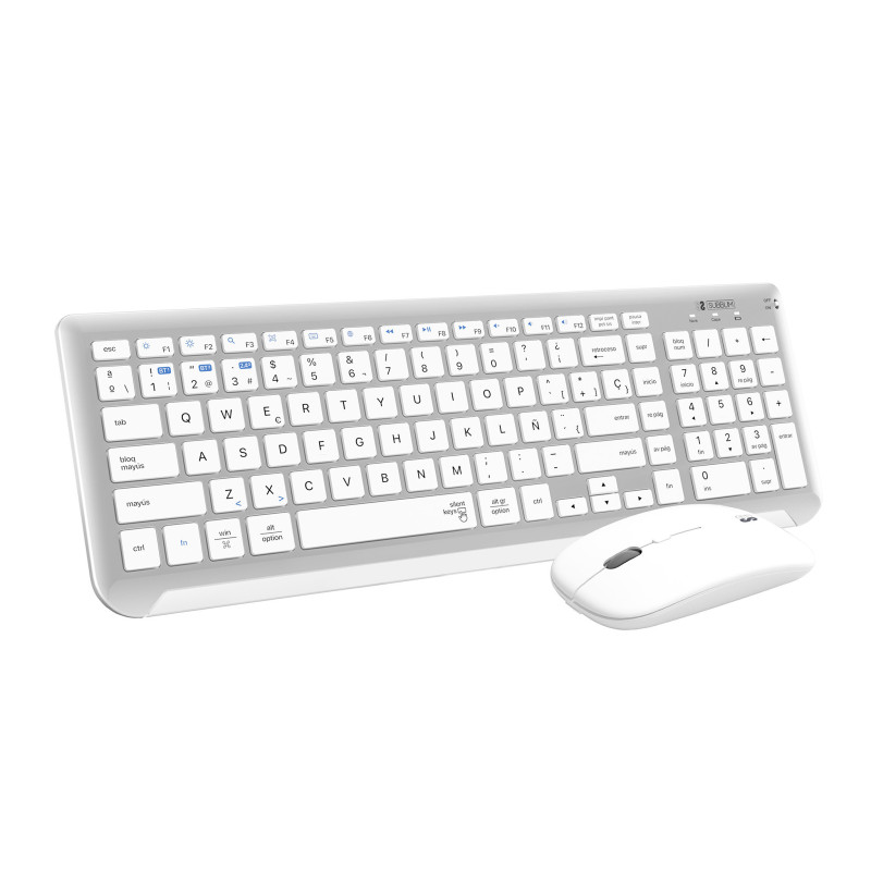 SUBBLIM SUBKBC-DCEP10 tastiera Mouse incluso Universale RF senza fili + Bluetooth QWERTY Spagnolo Argento, Bianco SUBBLIM SUBKBC-DCEP10 tastiera Mouse incluso Universale RF senza fili + Bluetooth QWERTY Spagnolo Argento, Bianco