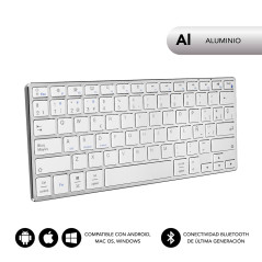 SUBBLIM SUB-KB-3ADC200 tastiera Universale Bluetooth QWERTY Spagnolo Argento, Bianco