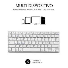 SUBBLIM SUB-KB-3ADC200 tastiera Universale Bluetooth QWERTY Spagnolo Argento, Bianco