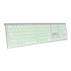 SUBBLIM SUBKB-3MIE300 tastiera Universale RF senza fili + Bluetooth QWERTY Spagnolo Argento, Bianco