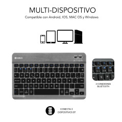 SUBBLIM SUBKT3-BTS055 tastiera per dispositivo mobile QWERTY Spagnolo Bluetooth Nero, Grigio