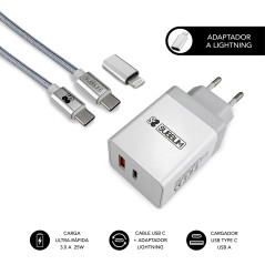 SUBBLIM SUBCHG-3WPD10 Caricabatterie per dispositivi mobili Universale Argento, Bianco AC Ricarica rapida Interno