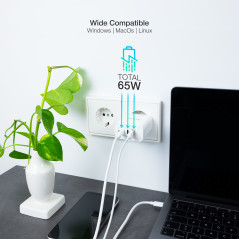 TooQ TQWC-GANQC2PD65WT Caricabatterie per dispositivi mobili Universale Bianco AC Ricarica rapida Interno