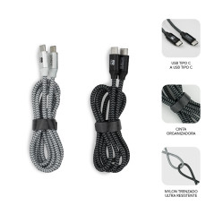 SUBBLIM PACK 2 CABLES USB TIPO USB-C A USB-C 1 M BLACK/SILVER cavo USB