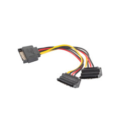 Lanberg CA-SASA-10CU-0015 cavo SATA 0,15 m SATA a 15 pin 2 x SATA a 15 pin Nero, Rosso, Giallo