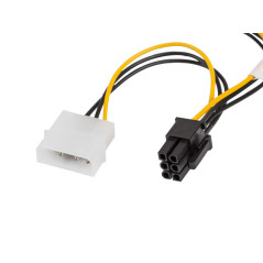 Cable lanberg alimentacion molex 2x macho a hembra btx 6 pin psu 15 cm