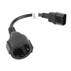 Lanberg CA-C14E-10CC-0018-BK cavo di alimentazione Nero 0,18 m Accoppiatore C14