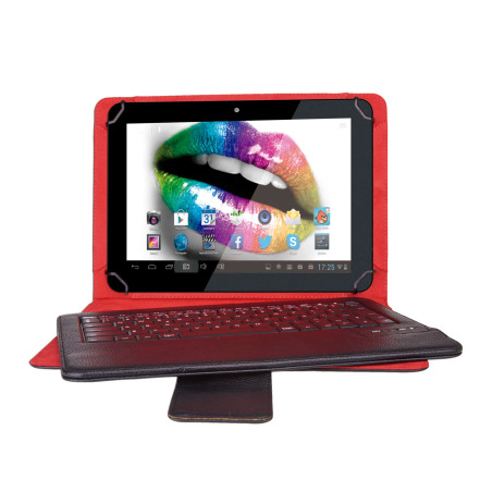 Funda universal phoenix para tablet hasta 10 pulgadas universal teclado bluetooth roja