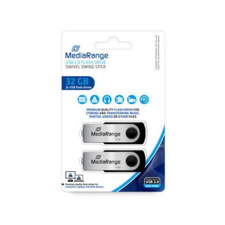 MediaRange MR911-2 unità flash USB 32 GB USB tipo A 2.0 Nero, Argento