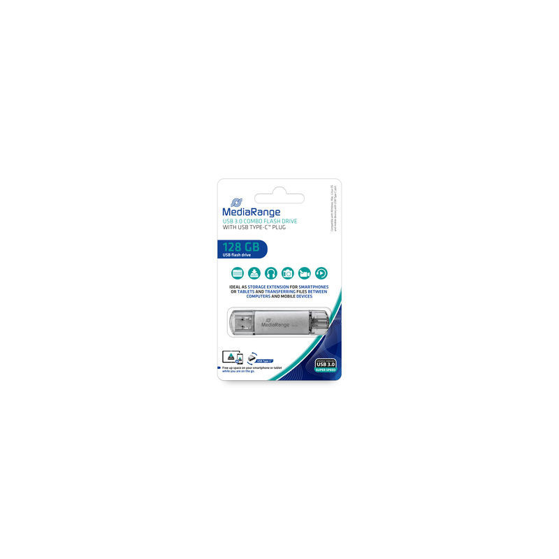 MediaRange MR938 unità flash USB 128 GB USB Type-A / USB Type-C 3.2 Gen 1 (3.1 Gen 1) Argento
