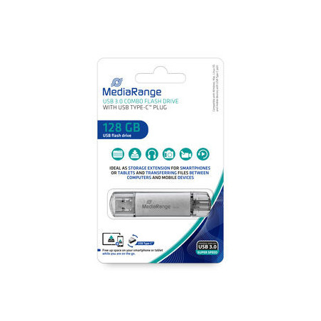 MediaRange MR938 unità flash USB 128 GB USB Type-A / USB Type-C 3.2 Gen 1 (3.1 Gen 1) Argento