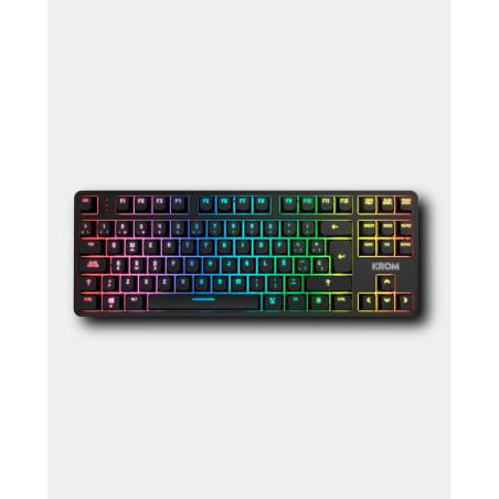 Krom NXKROMKERNELPROSP tastiera Gaming USB + RF Wireless + Bluetooth QWERTY Spagnolo Nero, Bianco