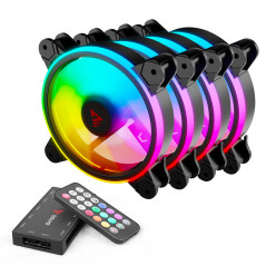 Savio FAN-01 4-pack 120mm ARGB fan including controller and remote control Case per computer Ventilatore 12 cm Nero 4 pz