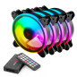 Savio FAN-01 4-pack 120mm ARGB fan including controller and remote control Case per computer Ventilatore 12 cm Nero 4 pz
